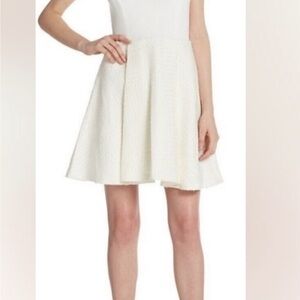 Alice + Olivia Cream ALine Textured Tweed Emerson Dress